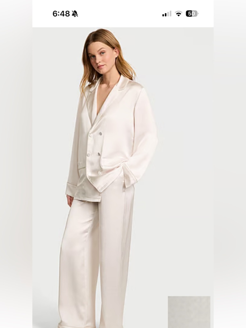 Victoria's Secret Cream Satin Wide-Leg Bride PJs- LIKE NEW